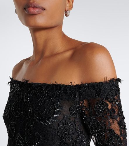 Robe longue en dentelle à sequins - Blumarine - Modalova
