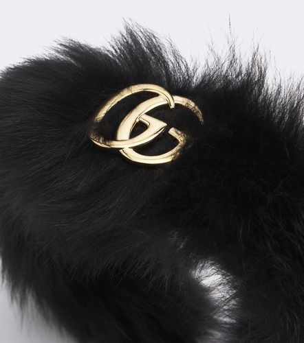 Serre-tête Double G en shearling - Gucci - Modalova