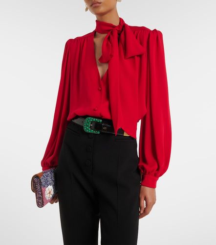 Blouse en georgette de soie à col noué - Valentino Garavani - Modalova