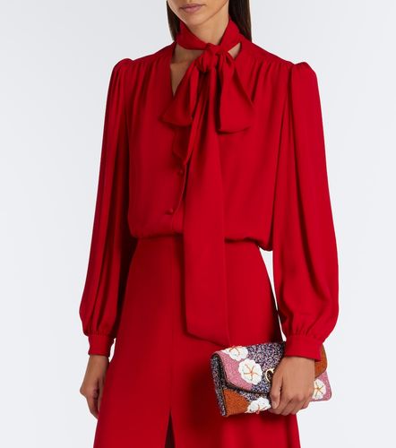 Blouse en georgette de soie à col noué - Valentino Garavani - Modalova
