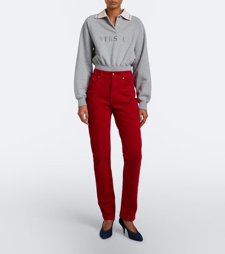 Pantalon slim en velours côtelé de coton - Versace - Modalova