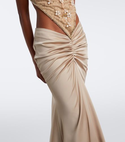 Robe longue en satin à ornements - Georges Hobeika - Modalova