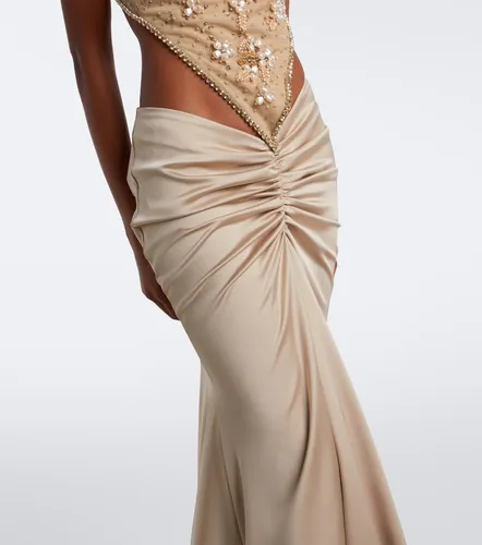 Robe longue en satin à ornements - Georges Hobeika - Modalova