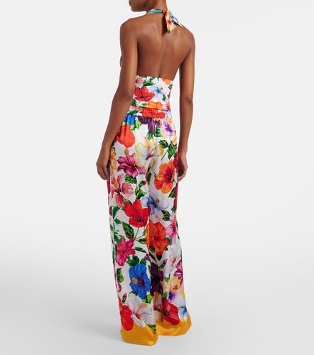 Pantalon palazzo en soie mélangée à fleurs - Dolce&Gabbana - Modalova