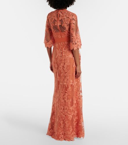 Robe longue brodée en dentelle et tulle - Elie Saab - Modalova