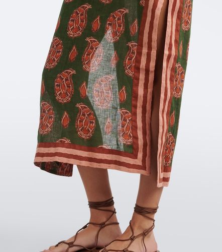 Robe midi en lin à imprimé - Johanna Ortiz - Modalova