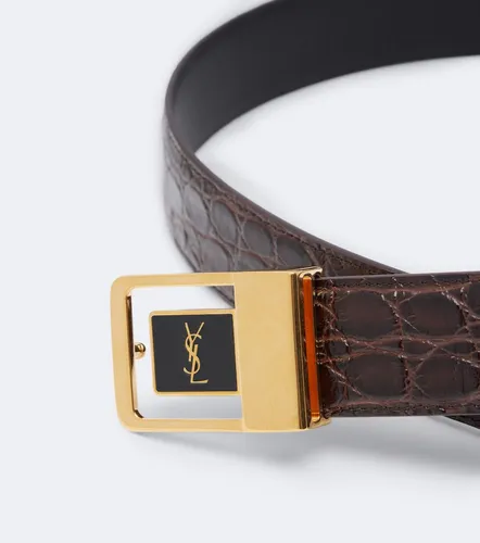 Ceinture La 66 en cuir façon croco - Saint Laurent - Modalova