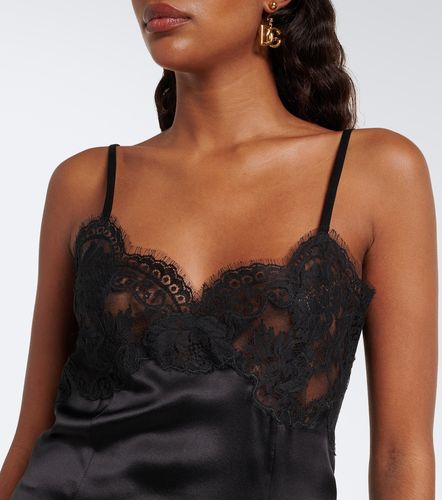 Robe nuisette en soie à dentelle - Dolce&Gabbana - Modalova