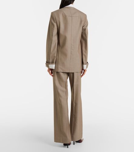 Pantalon plissé en laine vierge à chevrons - Victoria Beckham - Modalova