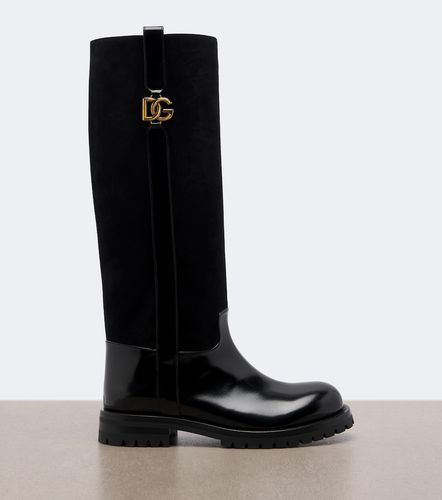 Bottes DG en cuir verni et daim - Dolce&Gabbana - Modalova