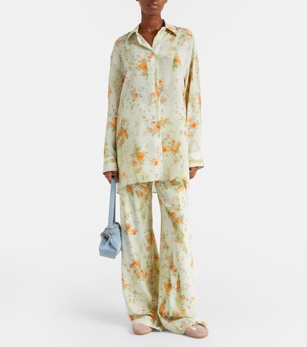 Pantalon de pyjama en soie à fleurs - McQueen - Modalova