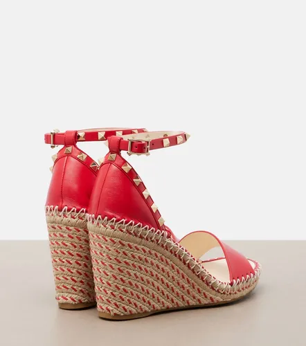 Sandales compensées Double Rockstud en cuir - Valentino Garavani - Modalova