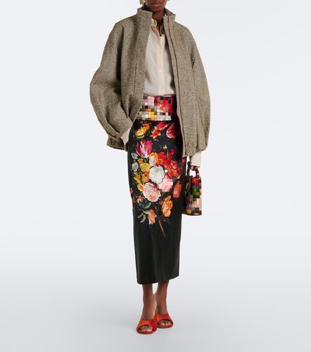 Jupe midi en coton et soie à fleurs - Dries Van Noten - Modalova