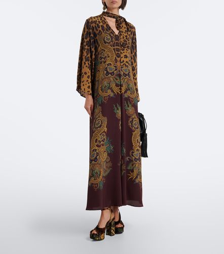Robe longue en soie à motif léopard - Etro - Modalova