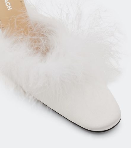 Mules de mariée en satin à plumes - Mach & Mach - Modalova