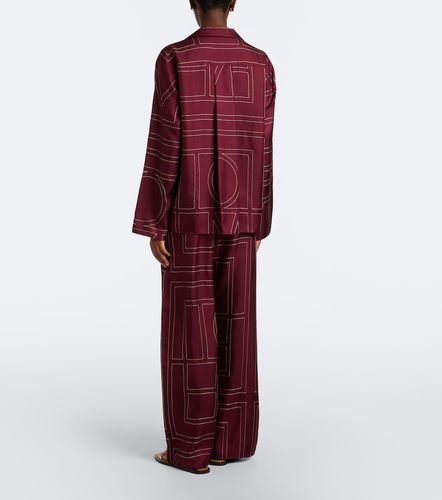 Pantalon ample Monogram en soie à broderies - Toteme - Modalova