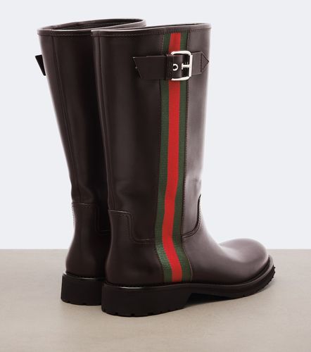 Gucci Bottes Web Stripe en cuir - Gucci - Modalova