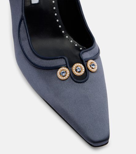 Escarpins Amala 70 en satin à ornements - Manolo Blahnik - Modalova