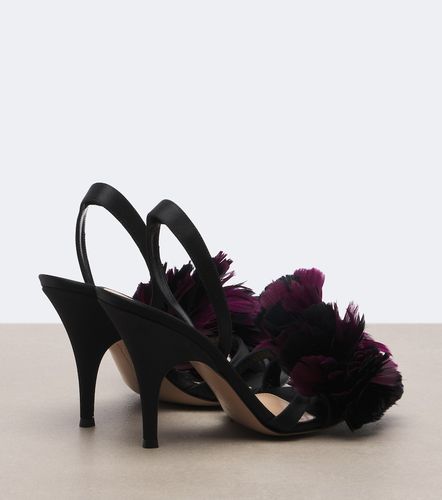 Sandales slingback en satin à appliqué - Gianvito Rossi - Modalova