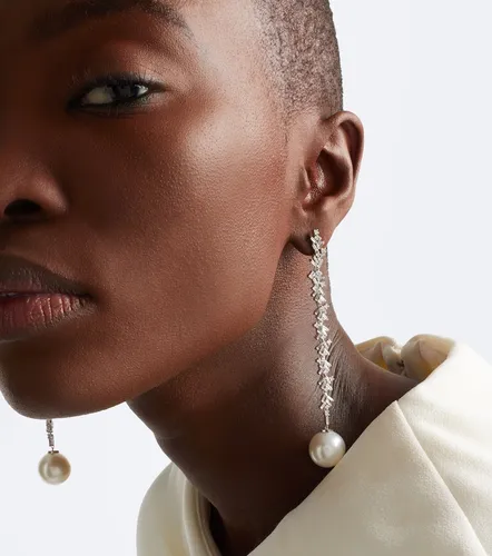 Boucles d'oreilles en or 18 ct, diamants et perles - Suzanne Kalan - Modalova