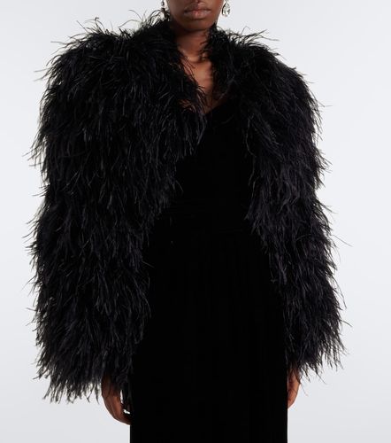 Veste courte en soie mélangée à plumes - Dolce&Gabbana - Modalova