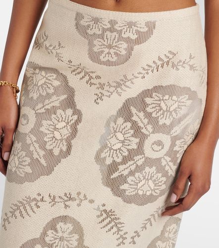 Jupe midi en coton mélangé à fleurs - Valentino Garavani - Modalova