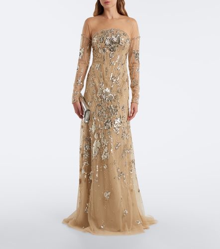 Robe longue en tulle à ornements - Georges Hobeika - Modalova