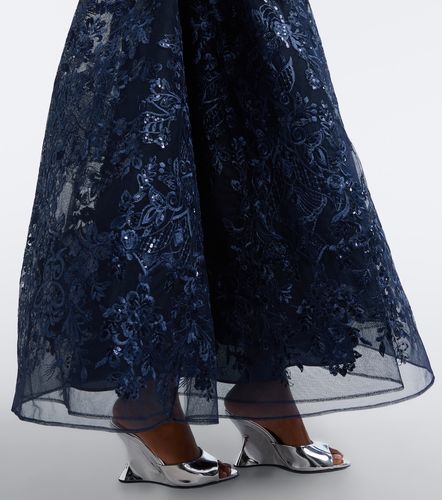 Robe longue bustier en dentelle à sequins - Elie Saab - Modalova