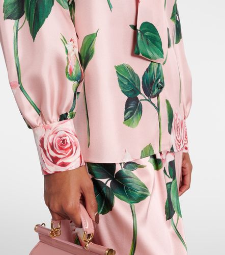 Blouse en satin de soie à fleurs - Dolce&Gabbana - Modalova
