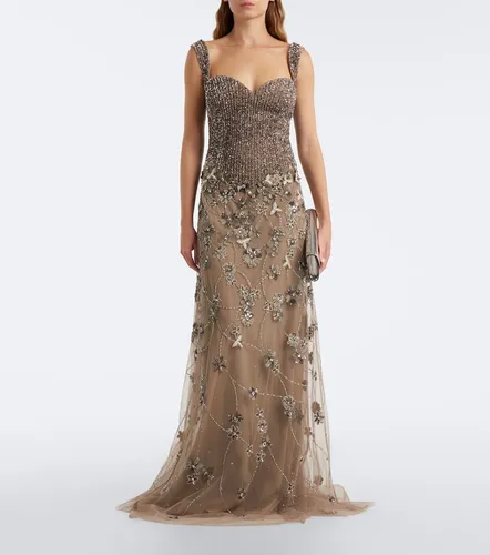Robe longue en tulle à ornements - Georges Hobeika - Modalova