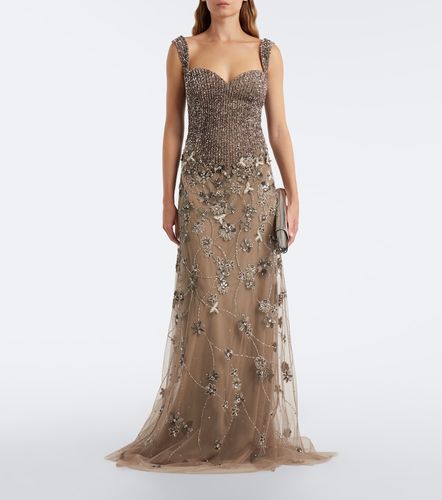 Robe longue en tulle à ornements - Georges Hobeika - Modalova