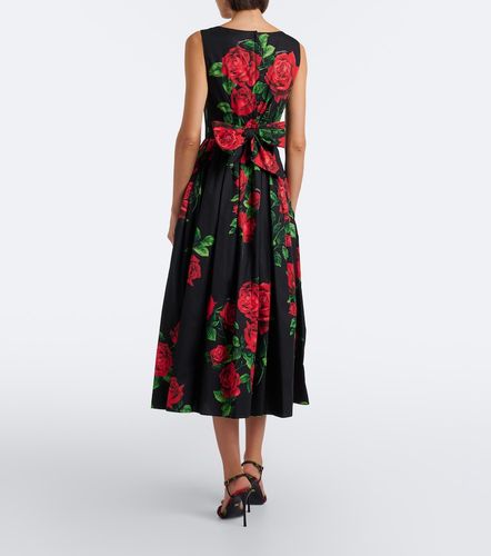 Robe midi en coton à fleurs - Dolce&Gabbana - Modalova