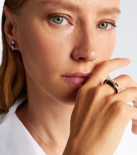 Bague Oui en or blanc 18ct, émail noir et diamants - Nikos Koulis - Modalova