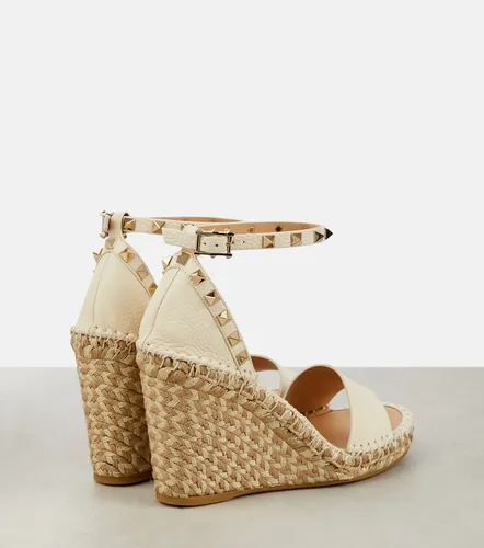 Espadrilles compensées Rockstud 105 en cuir - Valentino Garavani - Modalova