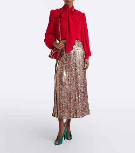 Jupe midi en soie mélangée à fleurs - Valentino Garavani - Modalova