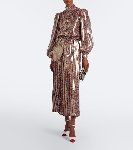 Jupe midi en soie mélangée à fleurs - Valentino Garavani - Modalova