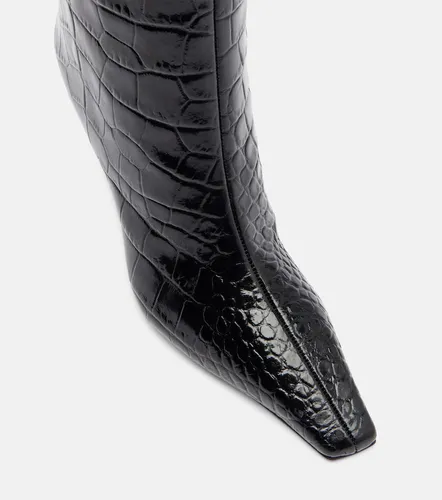 Bottes Mona en cuir façon croco - Amina Muaddi - Modalova