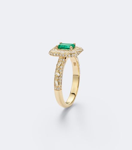 Bague Halo Portrait en or 18 ct, diamants et émeraude - Suzanne Kalan - Modalova