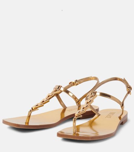 Versace Tongs en cuir métallisé - Versace - Modalova
