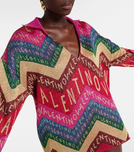 Pull en intarsia de soie à logo - Valentino Garavani - Modalova