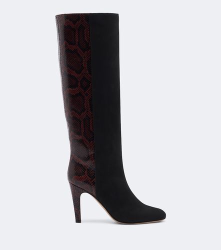 Bottes en daim et cuir façon serpent - Ferragamo - Modalova