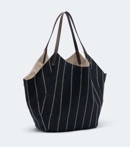 Cabas Monili en toile à rayures - Brunello Cucinelli - Modalova