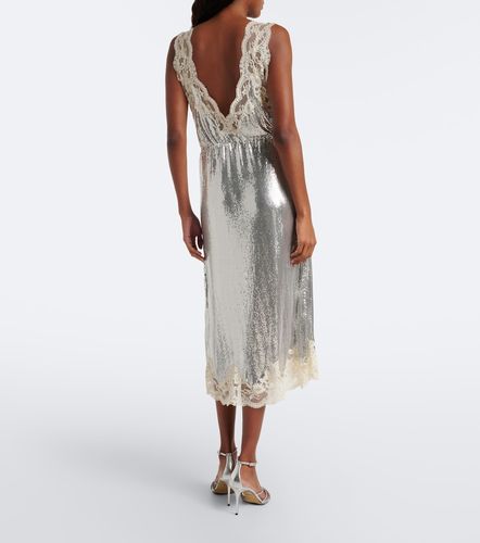 Robe midi en cotte de mailles à dentelle - Rabanne - Modalova