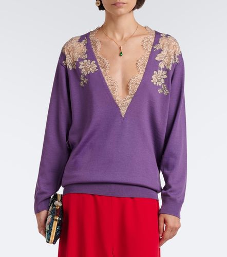 Pull en laine vierge à dentelle - Valentino Garavani - Modalova