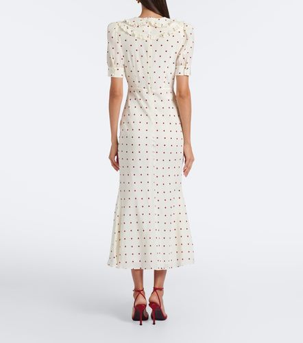 Robe midi en soie à pois et volants - Alessandra Rich - Modalova