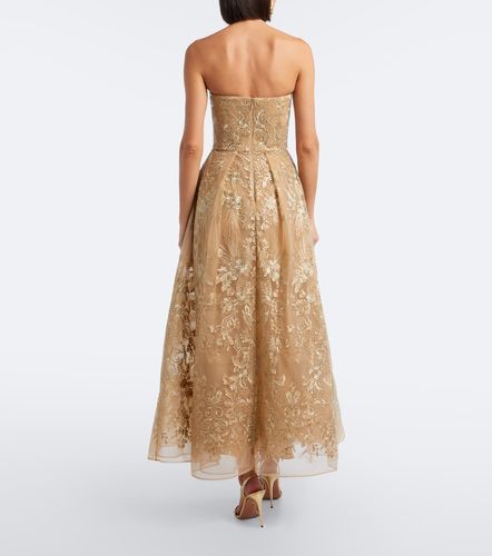Robe de cocktail en dentelle à fleurs - Elie Saab - Modalova