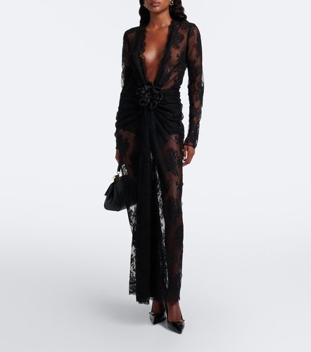 Robe longue en dentelle de coton mélangé - Dolce&Gabbana - Modalova