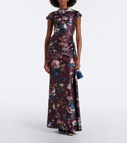 Robe longue en satin à fleurs - Erdem - Modalova