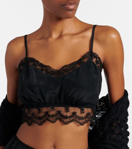 Top court en crêpe de chine à dentelle - Simone Rocha - Modalova