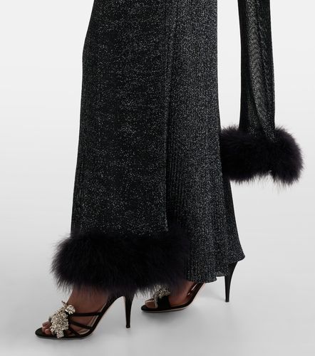 Robe longue en lamé et plumes - Valentino Garavani - Modalova
